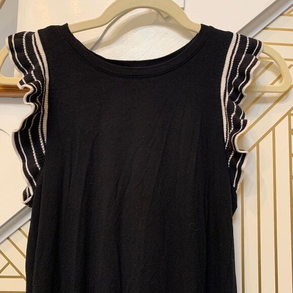 Loft Petite Black Short Sleeve Dress with Frilly - Picture 5 of 6